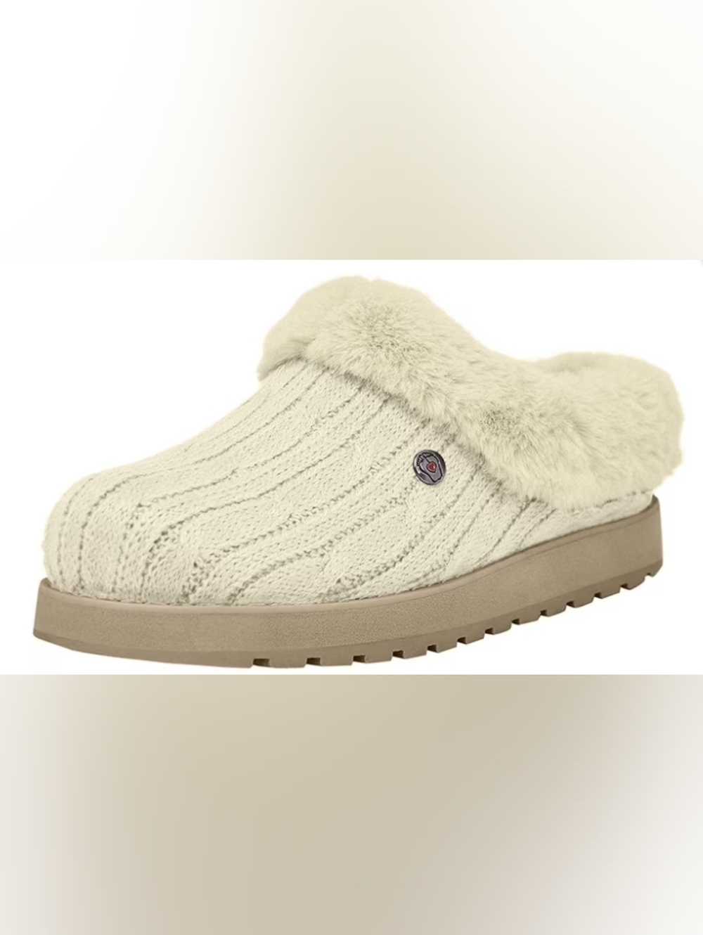 Sketchers Keepsakes Ice Angel Cable Knit Faux Fur Clogs Size 7 New - Picture 1 of 10